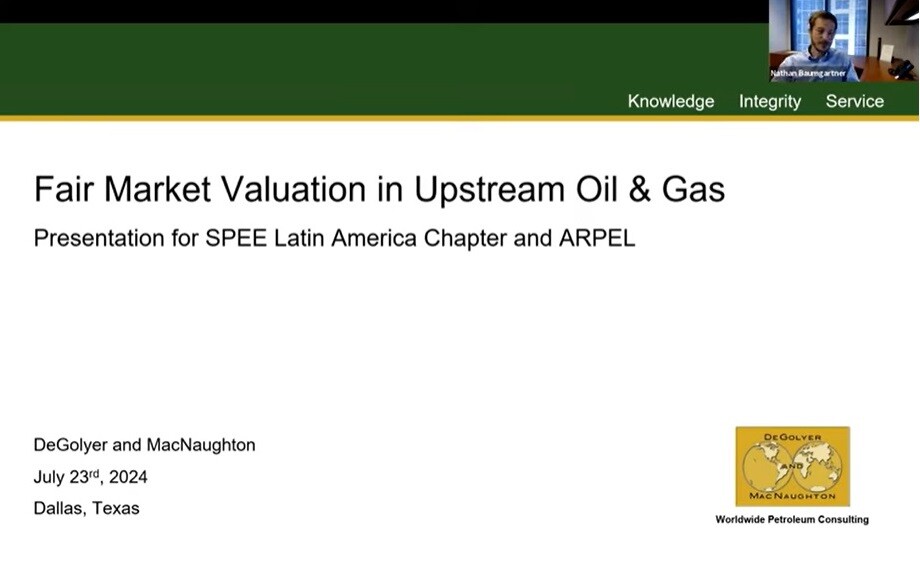 Webinar Valoración justa de mercado en el upstream de petróleo y gas